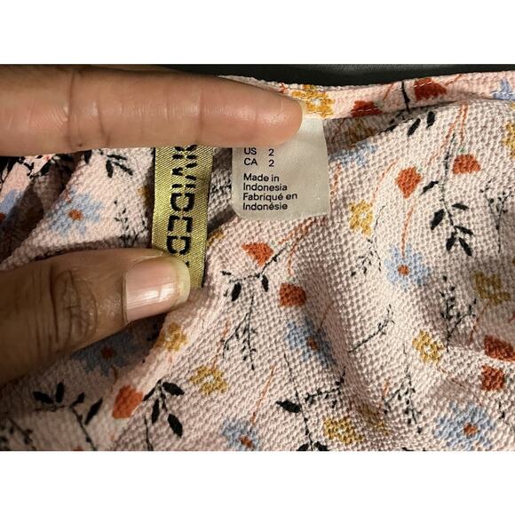 H&M Floral Boho Cottage Core Twist Front Crop Top Women’s Size 2 XS - Picture 5 of 5